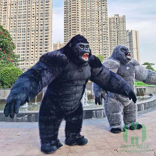 Inflatable King Kong Costume Adult Halloween Plush Furry Mascot Animal Carnival Dress Suit Fur Gorilla Costume