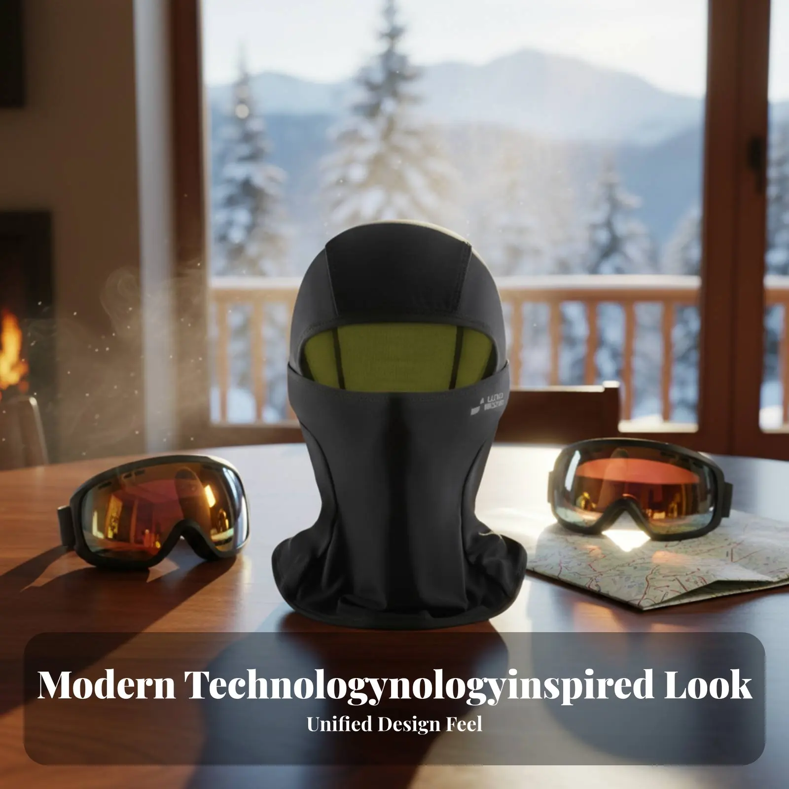 

Ski Protective Face Cover, Extreme Slope, Detachable XRD Module, Modern Minimalist, Black