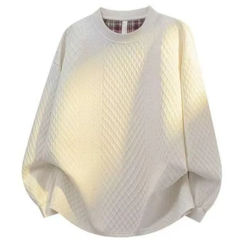 

Мужская весенне-осенняя новая жаккардовая повседневная роскошная элитная красивая универсальная удобная толстовка с длинными рукавами и круглым вырезом