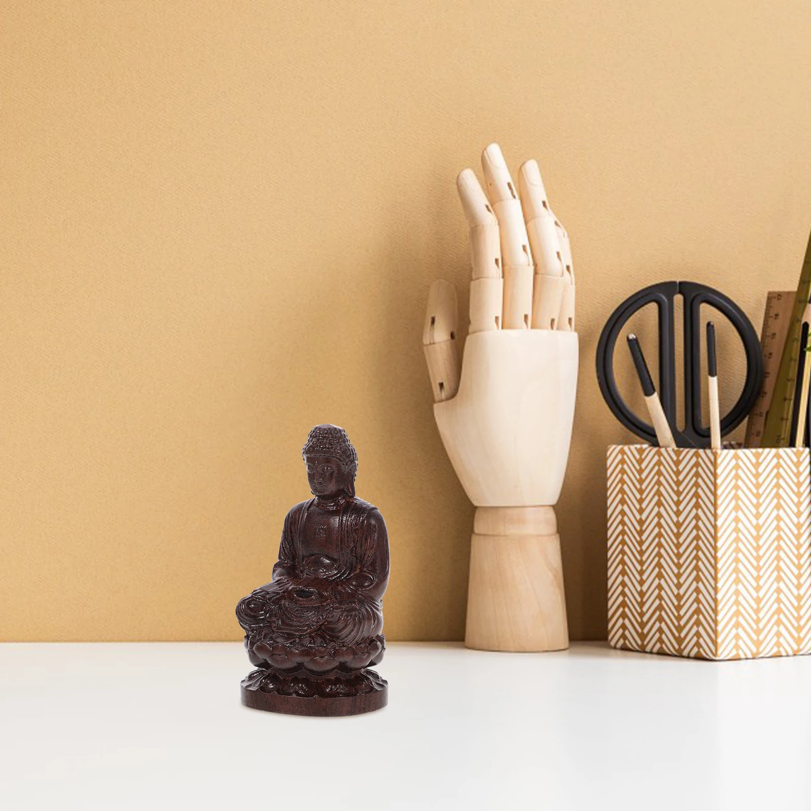 

Premium Exquisite Buddha Ornament Hand Carved Wooden Desktop Decor For Home Indoor Bedroom Living Room Delicate Craft Statue