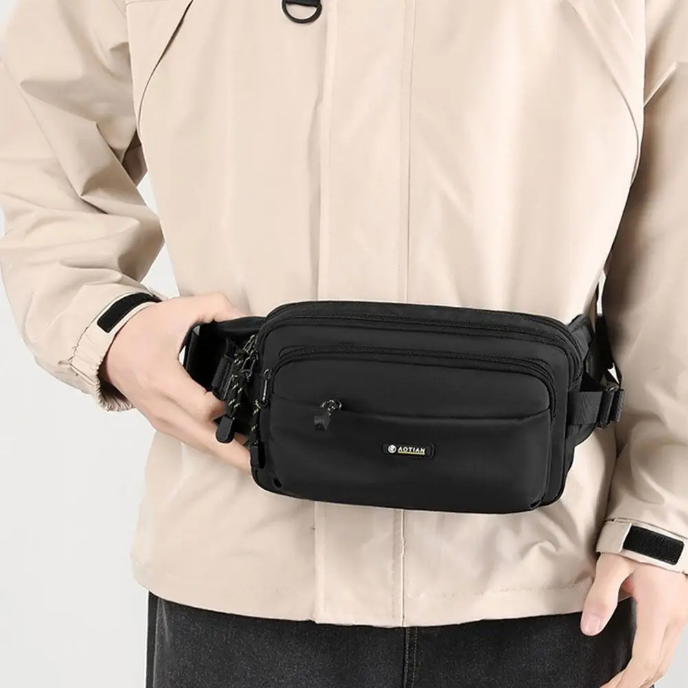 

High-capacity Men's Waist Bag Multi-layer Oxford Crossbody Shoulder Bag Waterproof Anti-theft Zipper Business Chest Bag Storage