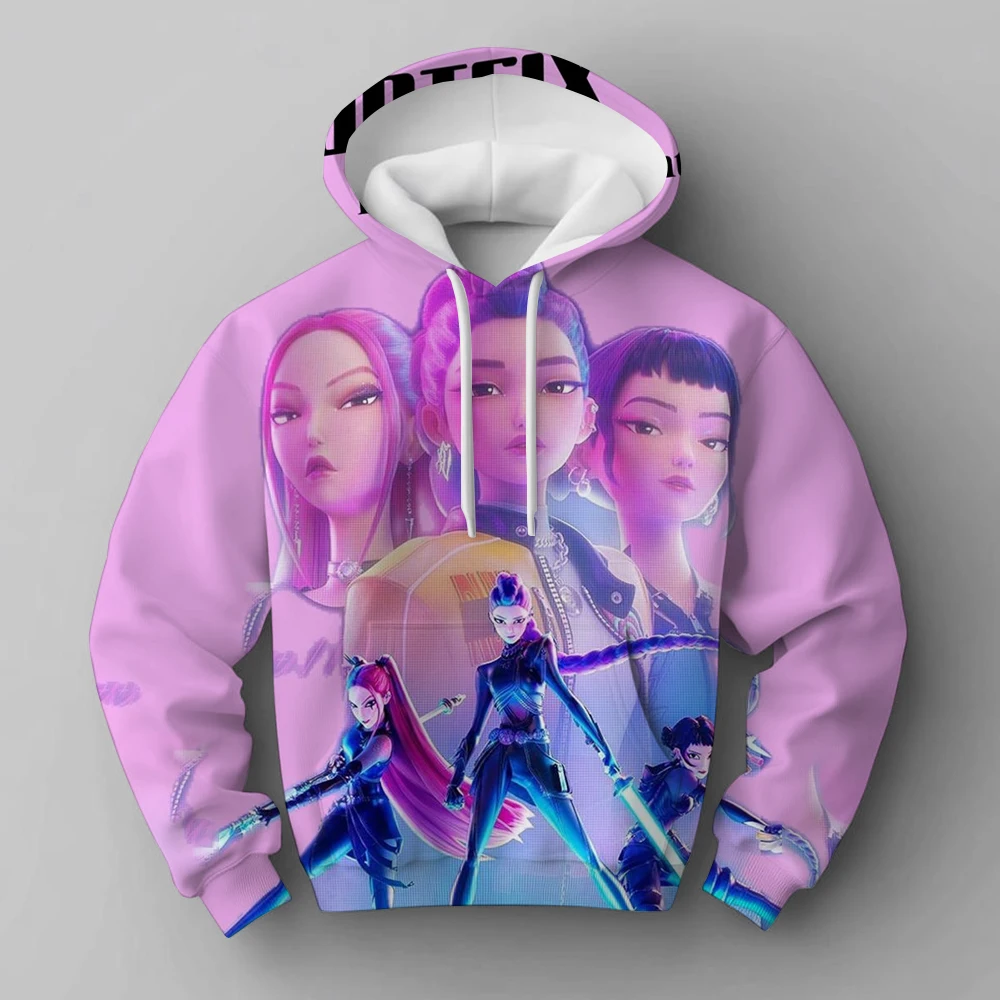 KPop شيطان الصيادين Huntrix هوديي الاطفال مقنعين البلوز طفل الفتيات البلوز هوديس الفتيان موضة ملابس خارجية ملابس الأطفال