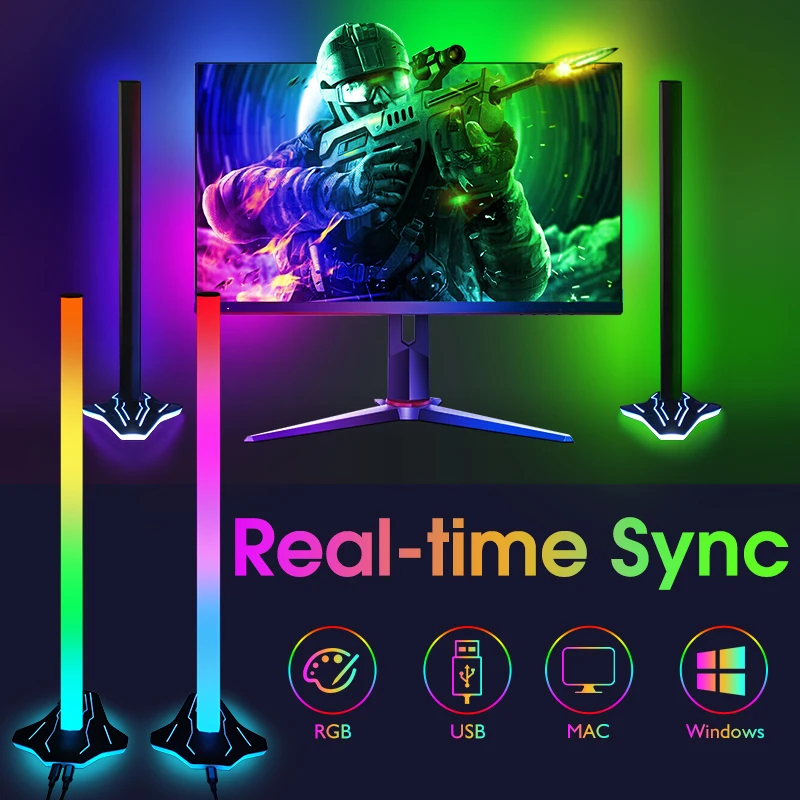 

New Computer Monitor Screen Color Sync Smart Control LED Pickup Light,PC Background Rhythm Lights,Esports Game Atmosphere Light