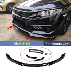 Front Lip Splitter for Honda Civic 10th 2019 2020 2021 Front Bumper Blade Spoiler Diffuser Trim Body Kit Tuning Auto Accessories
