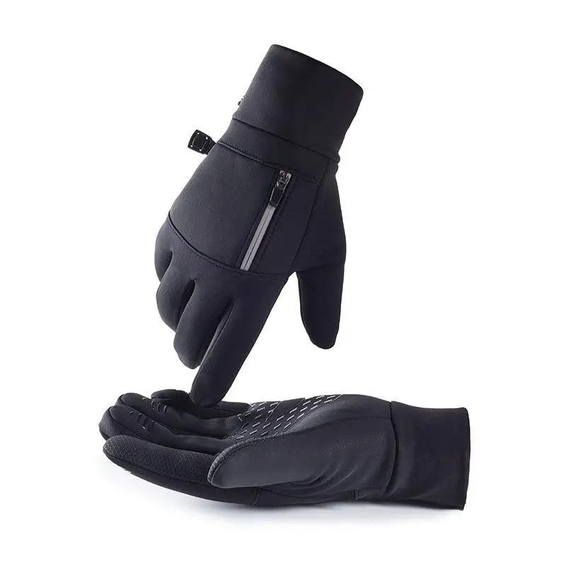 Winter-Touchscreen-Handschuhe für Radfahren, Motorradfahren, Skifahren, Outdoor-Aktivitäten, mit Reißverschlusstasche, wasserabweisend, rutschfest, Unisex, Fahrhandschuhe – Detail 10