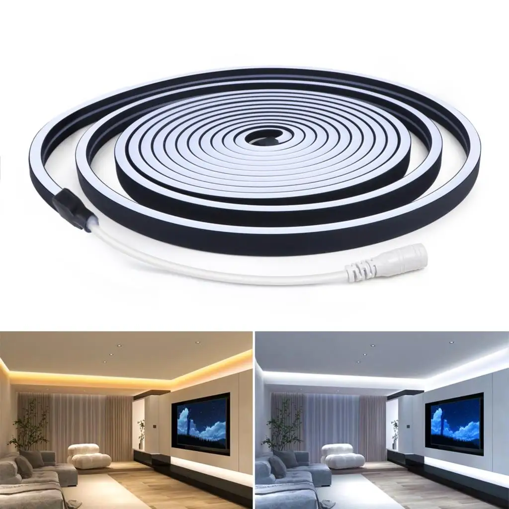 Remote Control LED Light Strip Black Silicone Tube Neon Light Touch Sensor Cabinet Lights Kitchen Bedroom Backlight Night Lamp