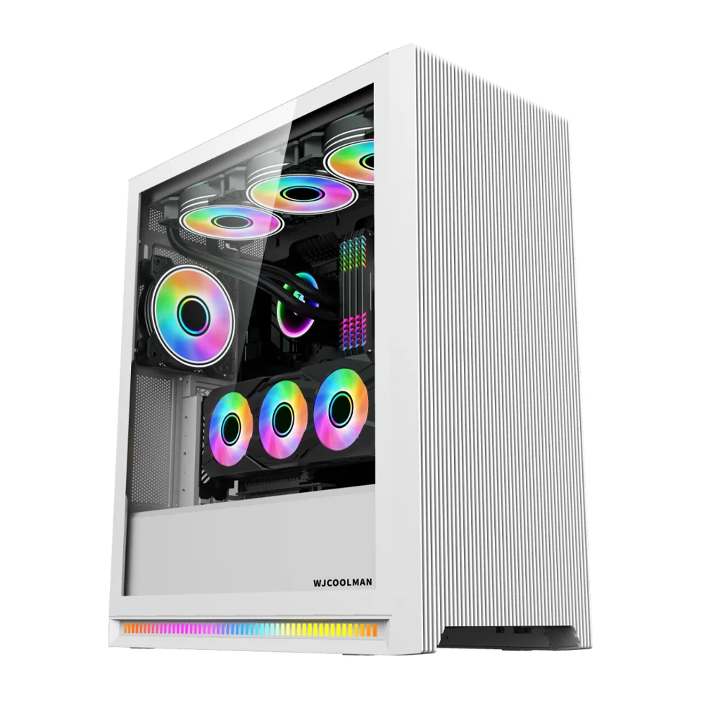 حافظة كمبيوتر شبكية من الزجاج المقسى متوسطة البرج ATX مع باب مفتوح بمفصلات #3