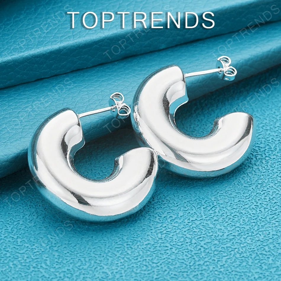 925 Sterling Silver Smooth Semi-Round Stud Earrings Fashion Simple Versatile Jewelry Women Anniversary Party Gift Accessories