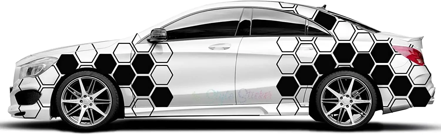 1A نمط ملصق السيارات Dekor Seitenaufkleber مجموعة Waben Muster Rauten Hexagon Aufkleber Rautenmuster، Wabendesign