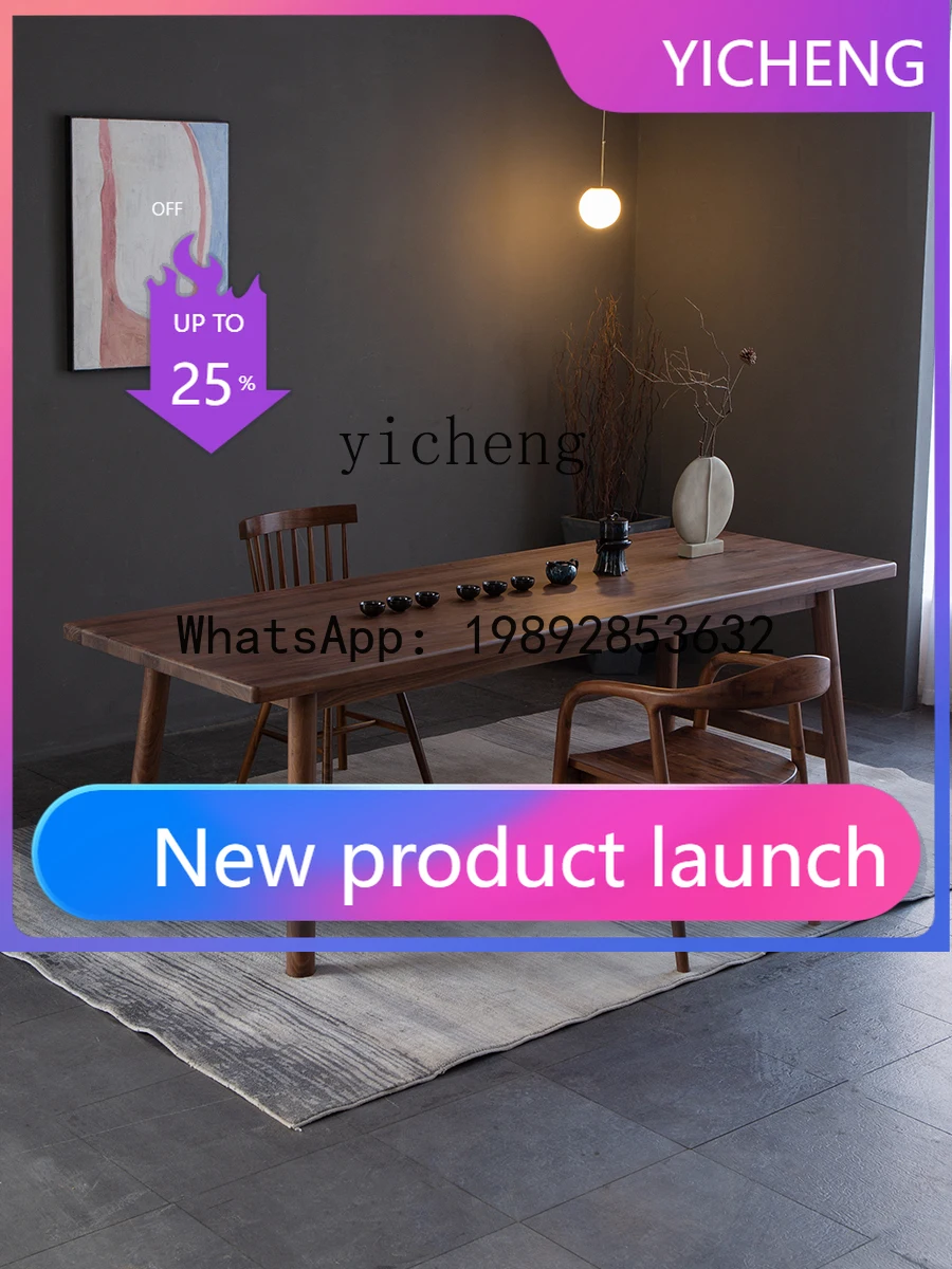 

Black Walnut Solid Wood Large Length Thickened Table Panel Log Tea Dining Table Conference Table