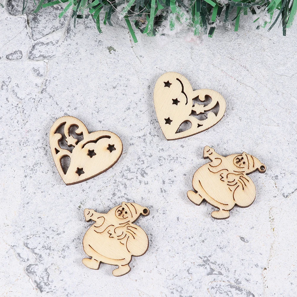 100 قطعة من رقائق خشبية لعيد الميلاد، شرائح فارغة ذاتية الصنع، خفيفة الوزن وسهلة الشكل، شرائح خشبية لعيد الميلاد