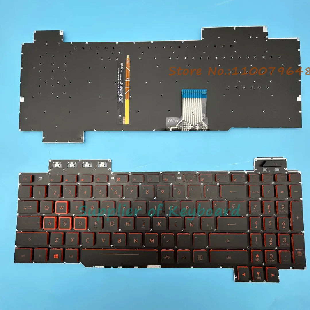 

NEW Latin Spanish/English Keyboard For Asus TUF Gaming FX504 FX504GD FX504GE FX504GM Laptop Red Backlit