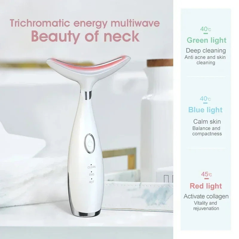 EMS Facial Massager Face Neck Beauty Device Microcurrent LED Photon Firming Rejuvenating Anti Wrinkle Thin Double Chin Skin Care