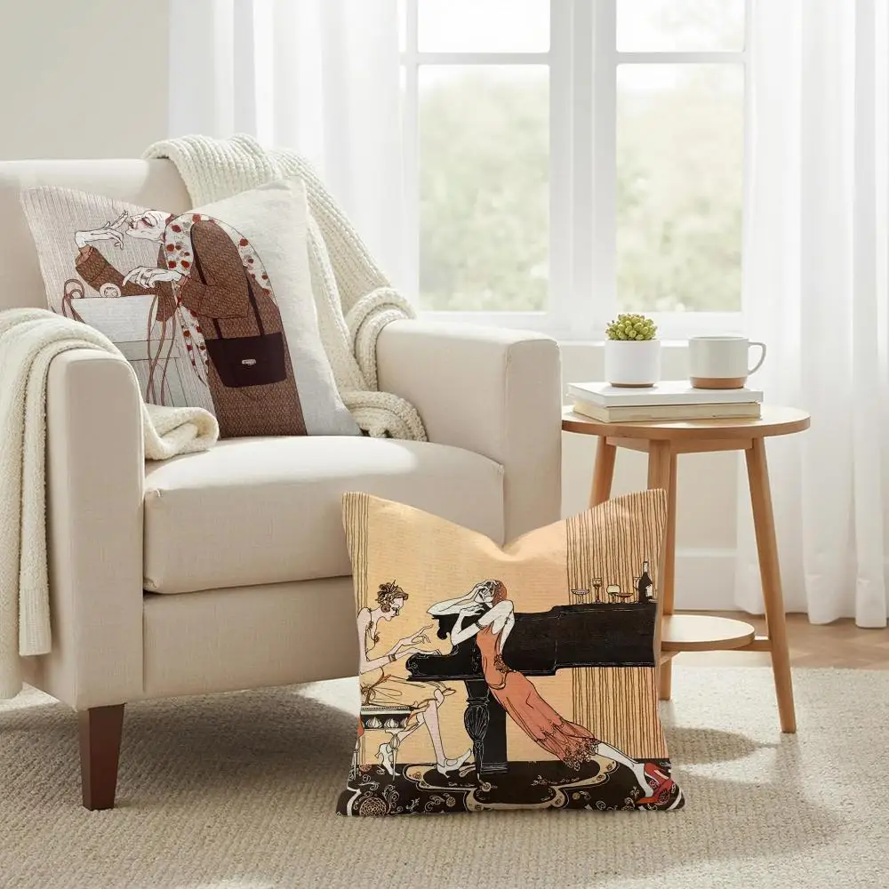 Odd Tales Fashion Cushion Cover Summer Coolness Linen Organic Fabric Sofa Pillow Case Double-Sided Printing Home Decor