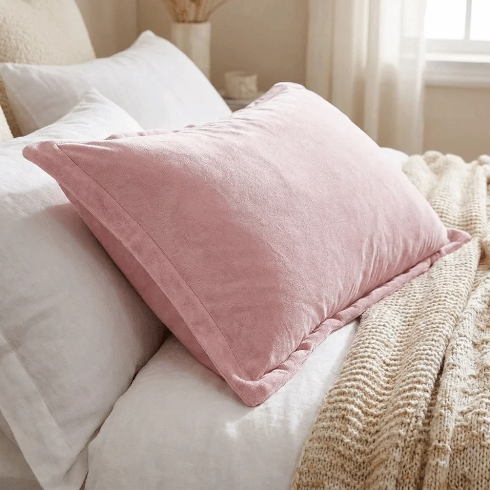 Modern Warm Flannel Pillowcase Skin-friendly Envelope Opening Winter Pillow Cover Solid Color Soft Cushion Cover Bed Room