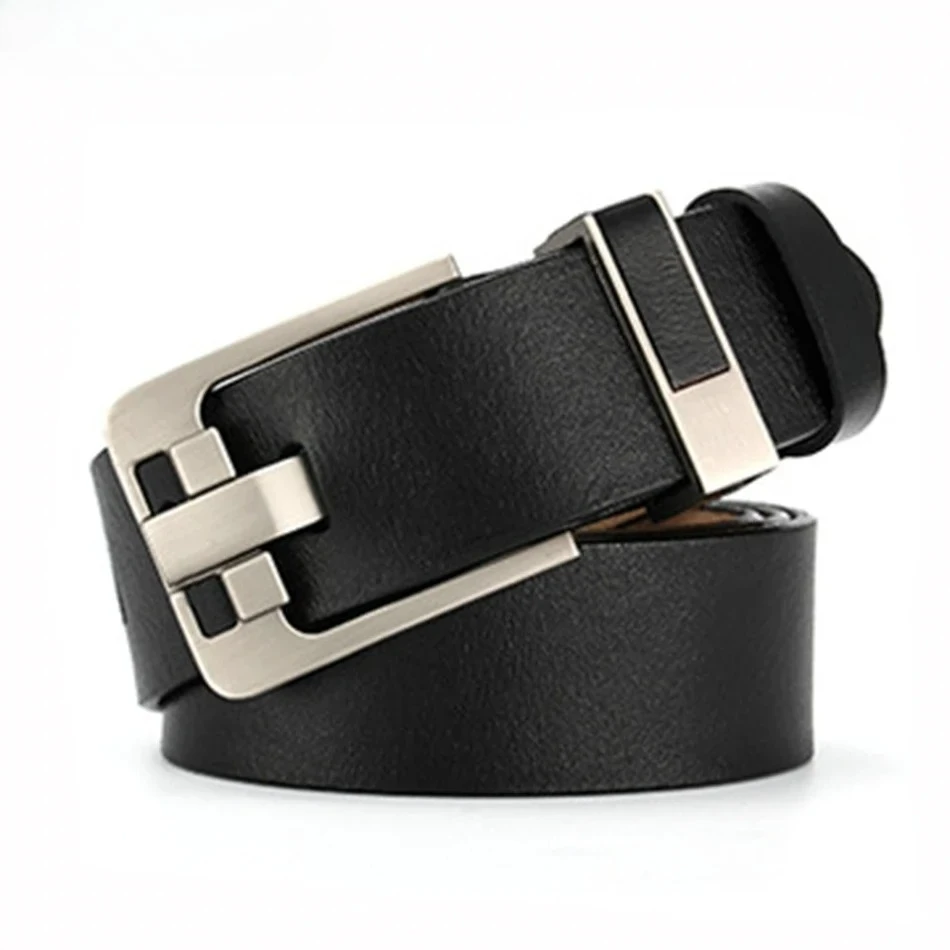 

Black Pin Belt Buckle Men Genuine Leather Square Buckle Belt Male Vintage Designer Real Cowhide Leather Jeans Belts Coffee
