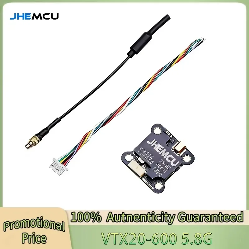 

JHEMCU VTX20-600 5.8G 40CH PitMode 25mW 100mW 200mW 400mW 600mW Adjustable VTX 7-26V 20X20mm for RC FPV Racing Drones
