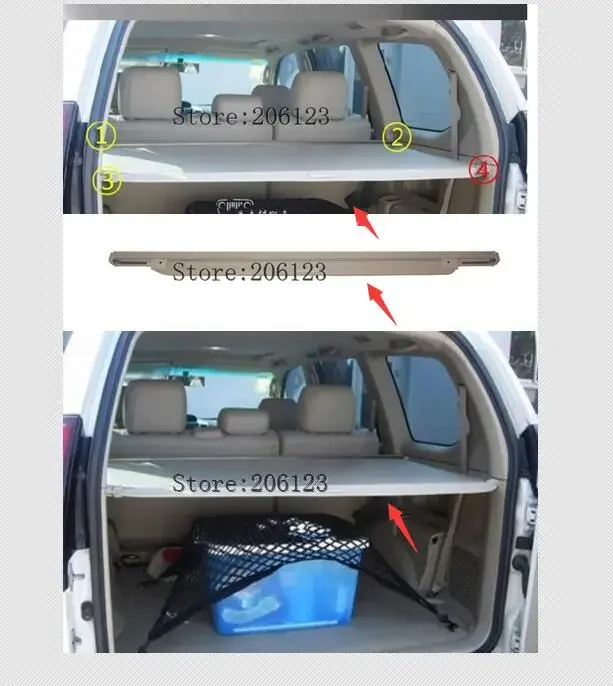 Car Rear Trunk Security Shield Cargo Cover For Toyota LAND CRUISER PRADO 120 2003-2009 High Qualit Trunk Shade Security Cover