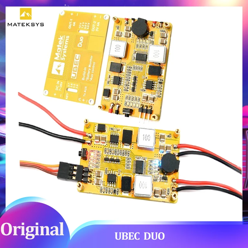

Matek Systems UBEC DUO: Dual Independent 5V/9V BEC | 5A Total Output | 2-6S HV | for DJI O3 Air Unit & HD Cameras