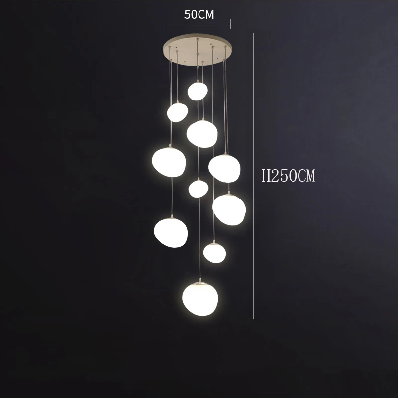 Trapverlichting voor duplexgebouw, loft, eenvoudige crèmekleurige stijl, villa met hoog plafond, kroonluchter, woonkamer, duplex hanglamp