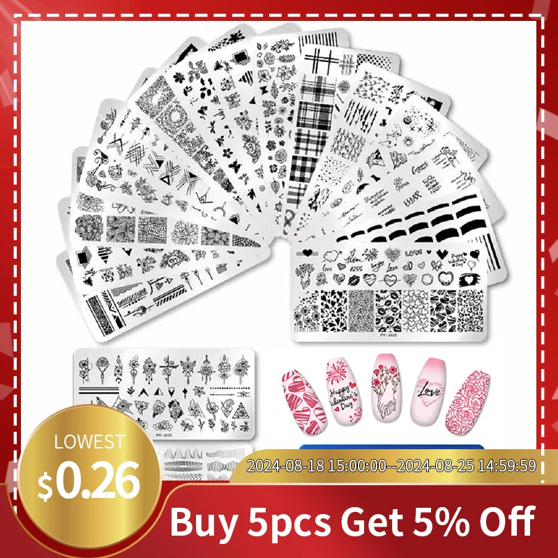 

PICT YOU 12*6cm Nail Art Templates Stamping Plate Design Flower Animal Glass Temperature Lace Stamp Templates Plates Image