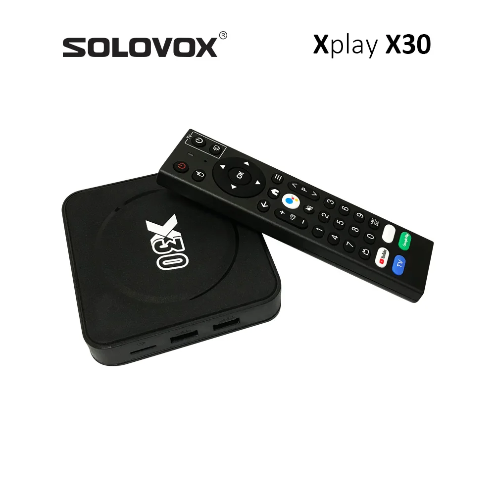 يتميز صندوق تلفزيون SOLOVOX Xplay Android 12 X30 ثنائي النطاق WiFi5 جيجا هرتز 2G 4G RAM 16G 32G ROM HD2.0 8K 22FPS HEVC Stalkermac X Player