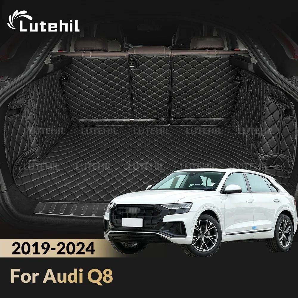 Коврик в багажник для Audi Q8 2019-2024 23 22 21 с защитой спинок сидений, водонепроницаемый, аксессуары для багажника.