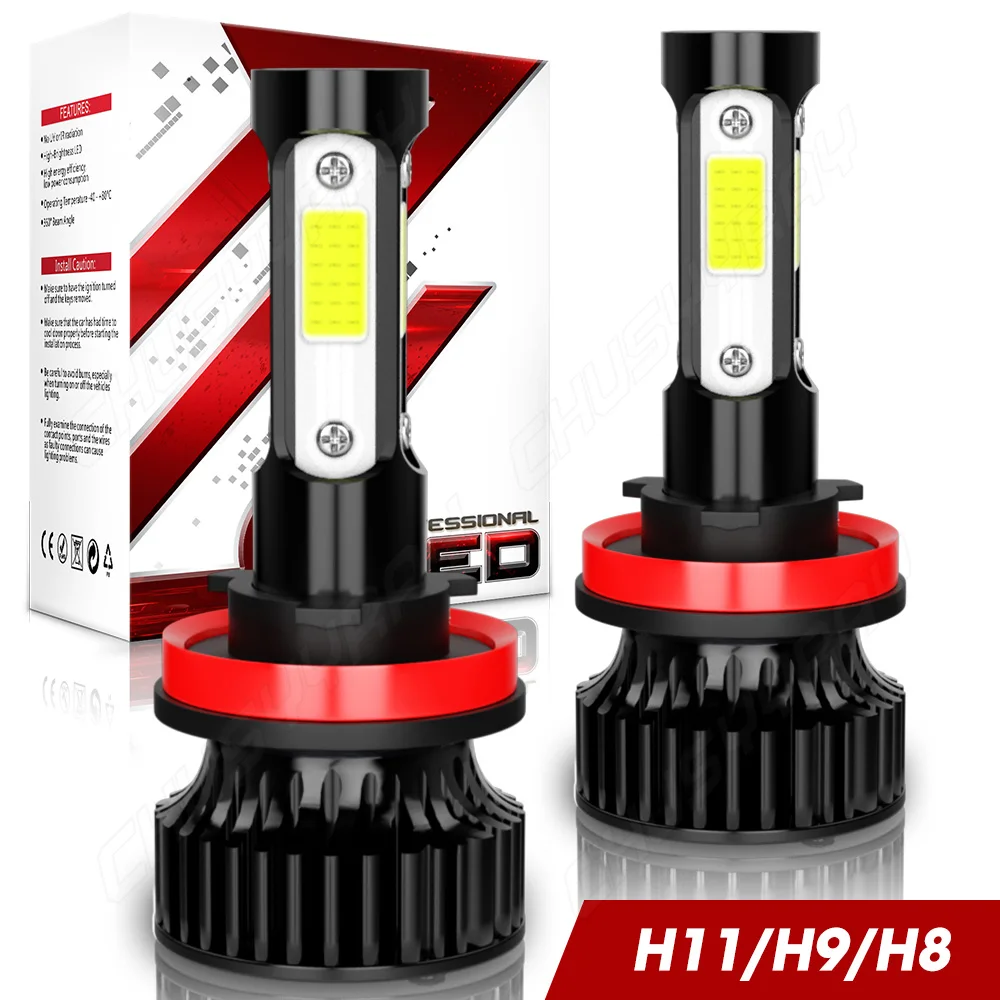 

PCVBMLAUT 2PCS Car lights H11 Super Bright LED Headlights High Low Beam Fog Light Bulb White 6000K Minisize Car accsesories