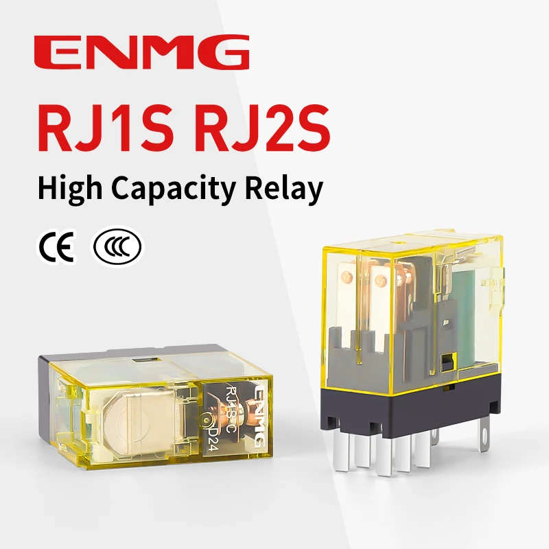 ENMG Small intermediate relay RJ1S/RJ2S-CL 1N1O 2N2O 8A 12A DC24V AC220V with light Illuminated structure high volume conductive