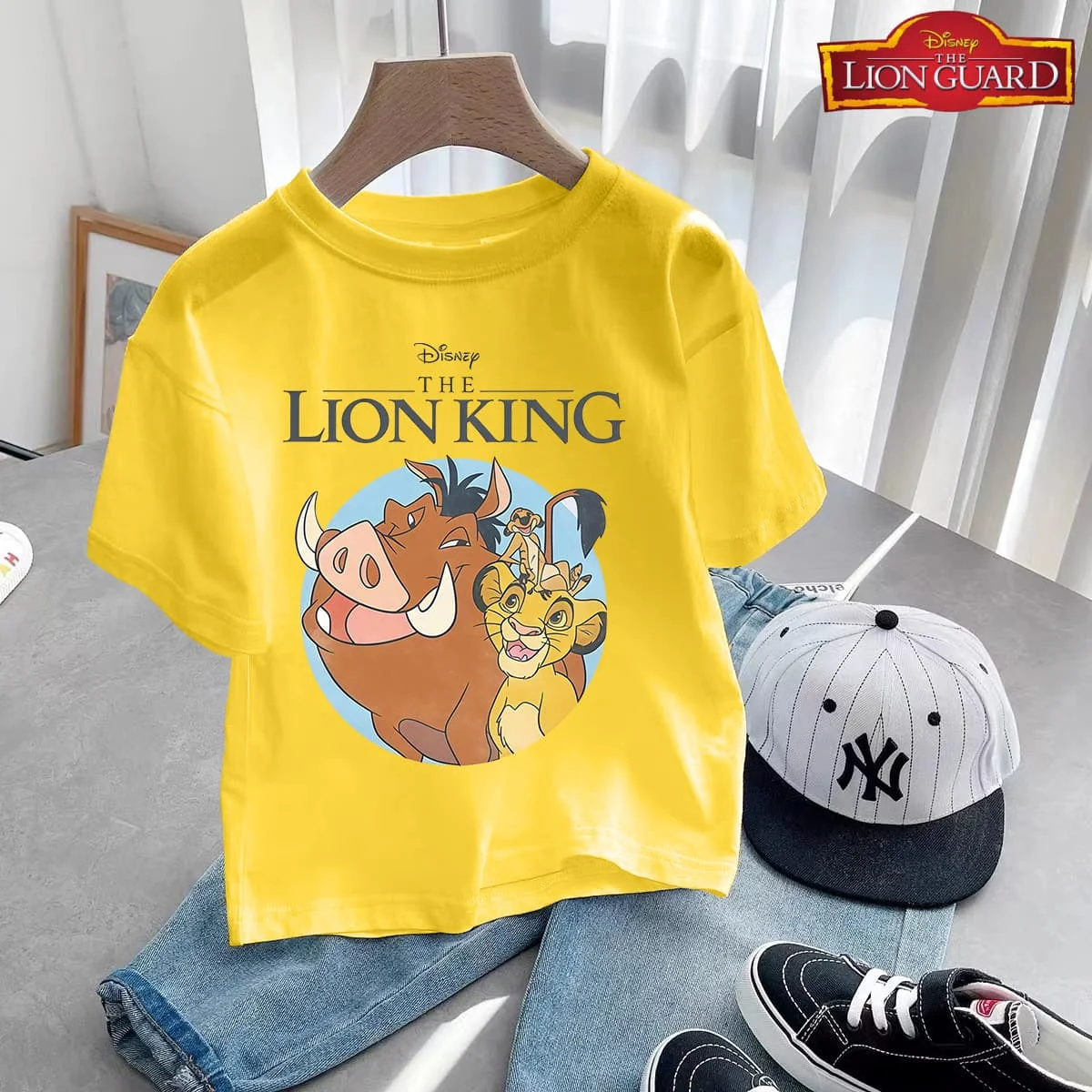 Camisetas Infantiles con Estampado de Simba, Nala y Mufasa del Rey León, Ropa para Niñas, Camiseta de Manga Corta para Bebés, Tops de Verano para Niños