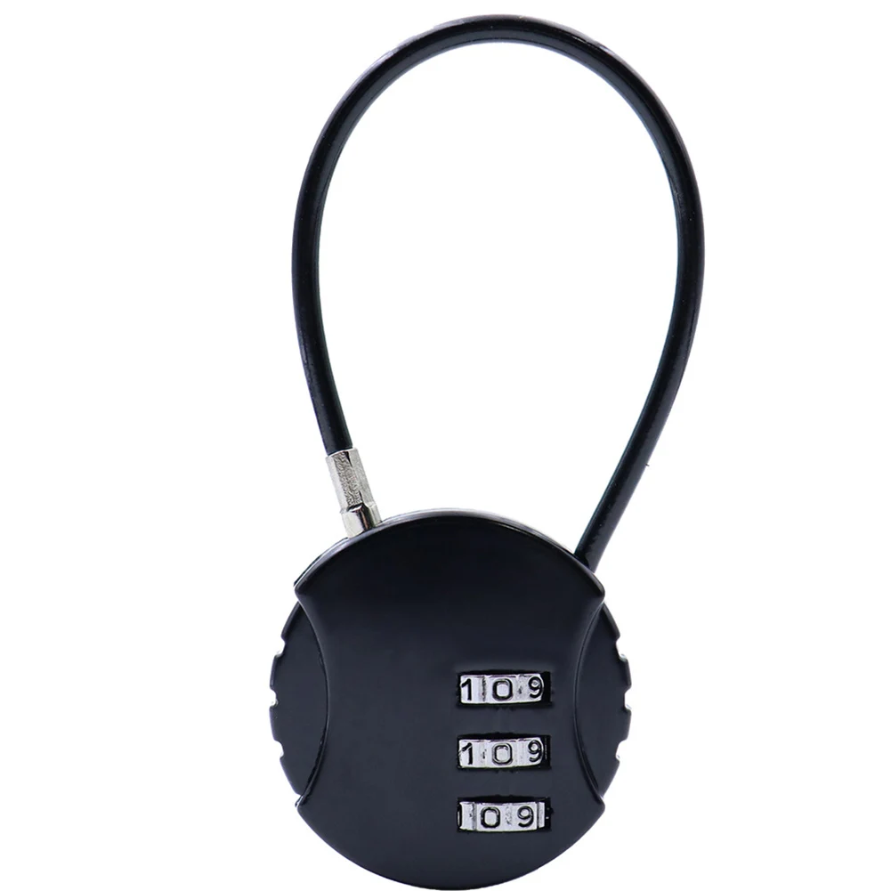 3 Digit Password Lock Portable Anti-theft Wire Rope Dormitory Cabinet Lock Padlock Luggage Combination Lock Home Hardware Black