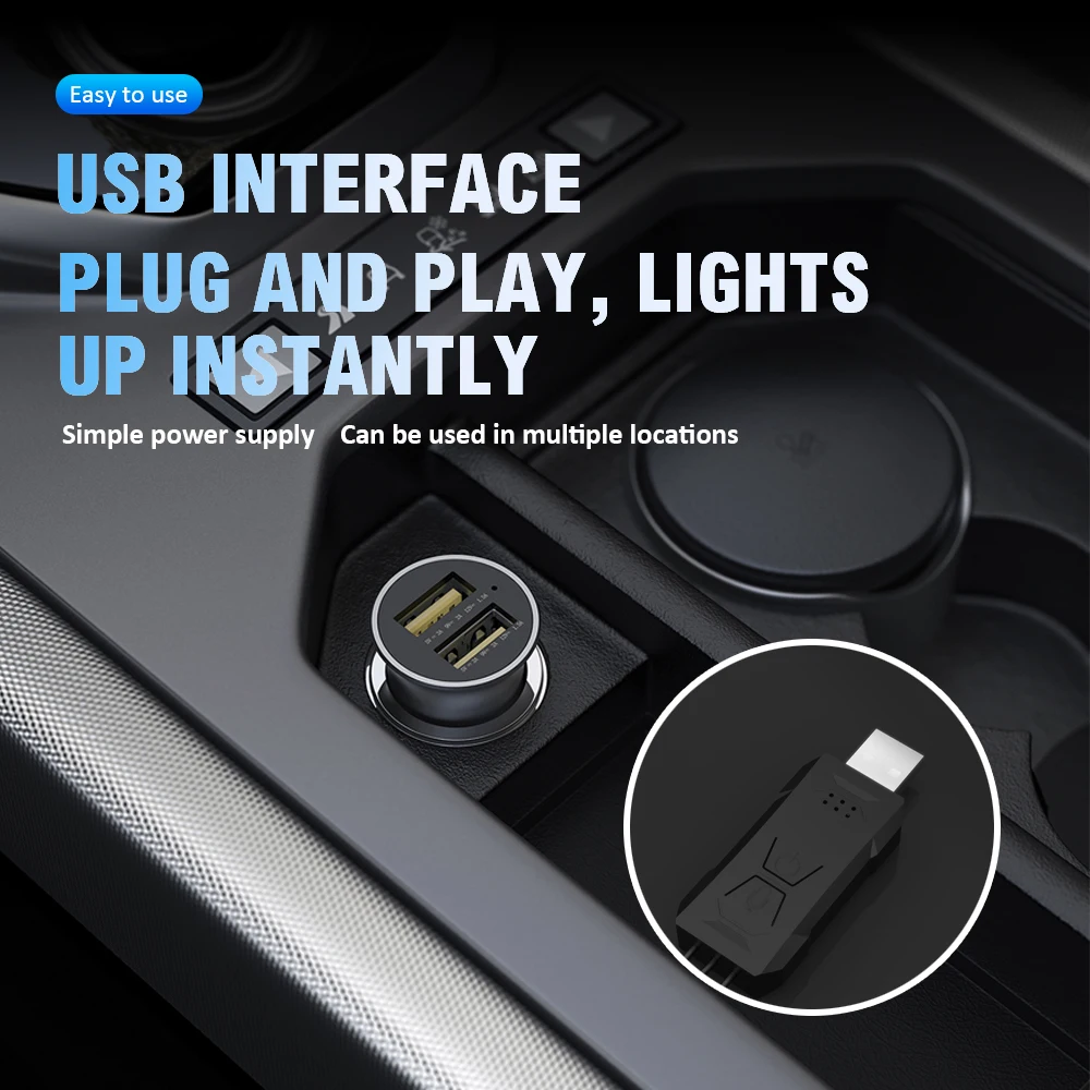 LED Ambient Light Car Interior Strip Light RGB Auto Environment Light APP Control Car Center Console Decoration Accessories