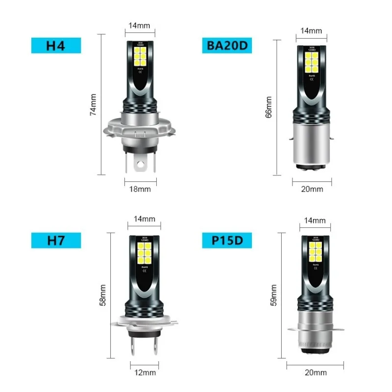 

LED Fog Lamp H4 H7 P15D H6 BA20D 12V 7.5W 6000K Headlight Bulbs for Car Motorcycle