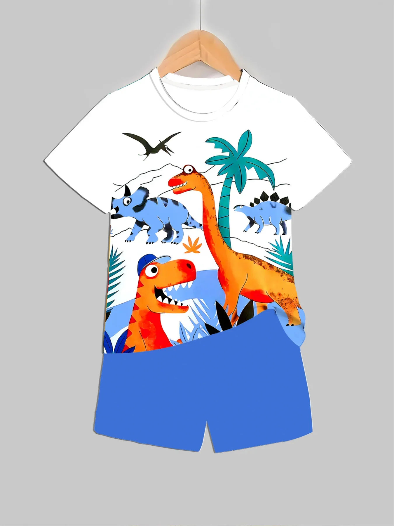 New Dinosaur Printed Outfits Tops + Shorts 2 PCS For Summer Boys Girls Clothing Sets 2 Pcs Baby Fashion Suits - view 2