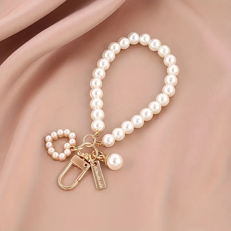 Love Heart Keychain Shell Pearl Charm Pendant Bracelet DIY Jewelry Making Accessories
