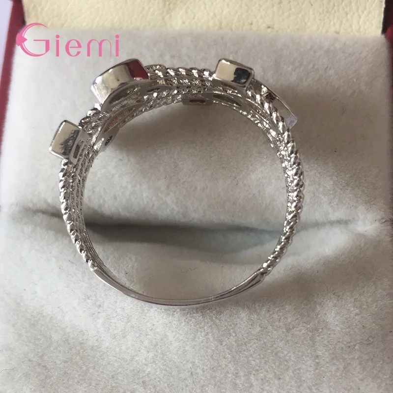 Trendy Fashion 925 Sterling Silver Women Rings Multi Layer Full Micro Paved Cubic Zirconia Jewelry Gift Rhineston Ornament