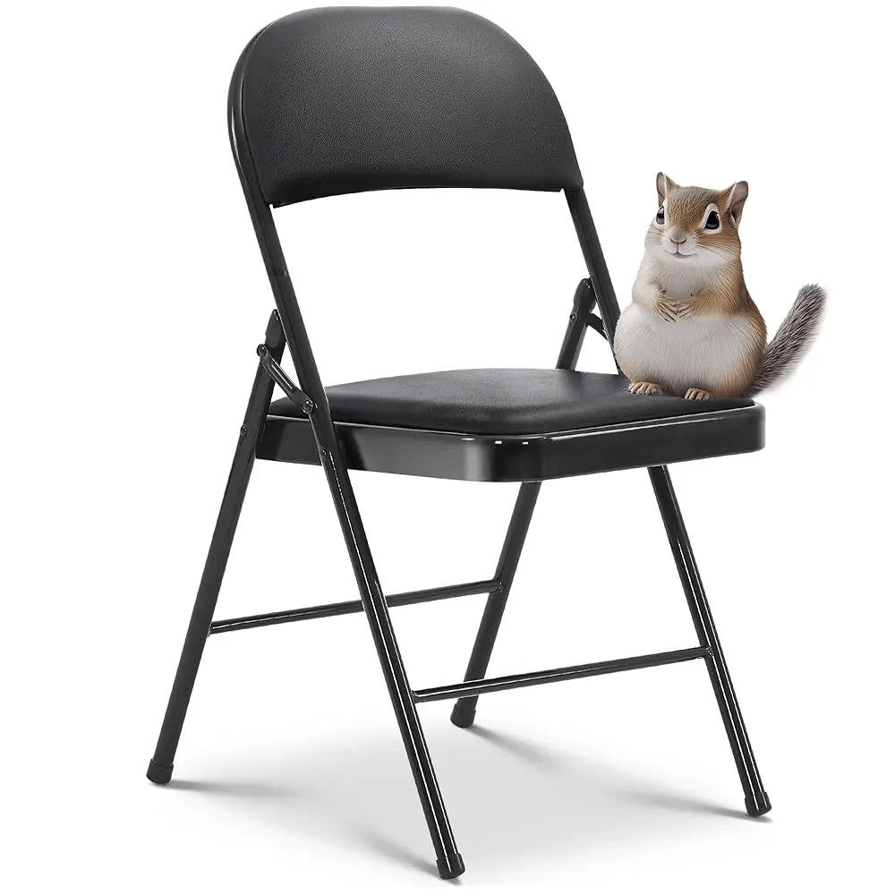 

Vinyl Folding Chairs, Padded Vinyl Cushion Chairs With Durable Metal Frame, Indoor Outdoor Stackable Foldable Guest Chairs For