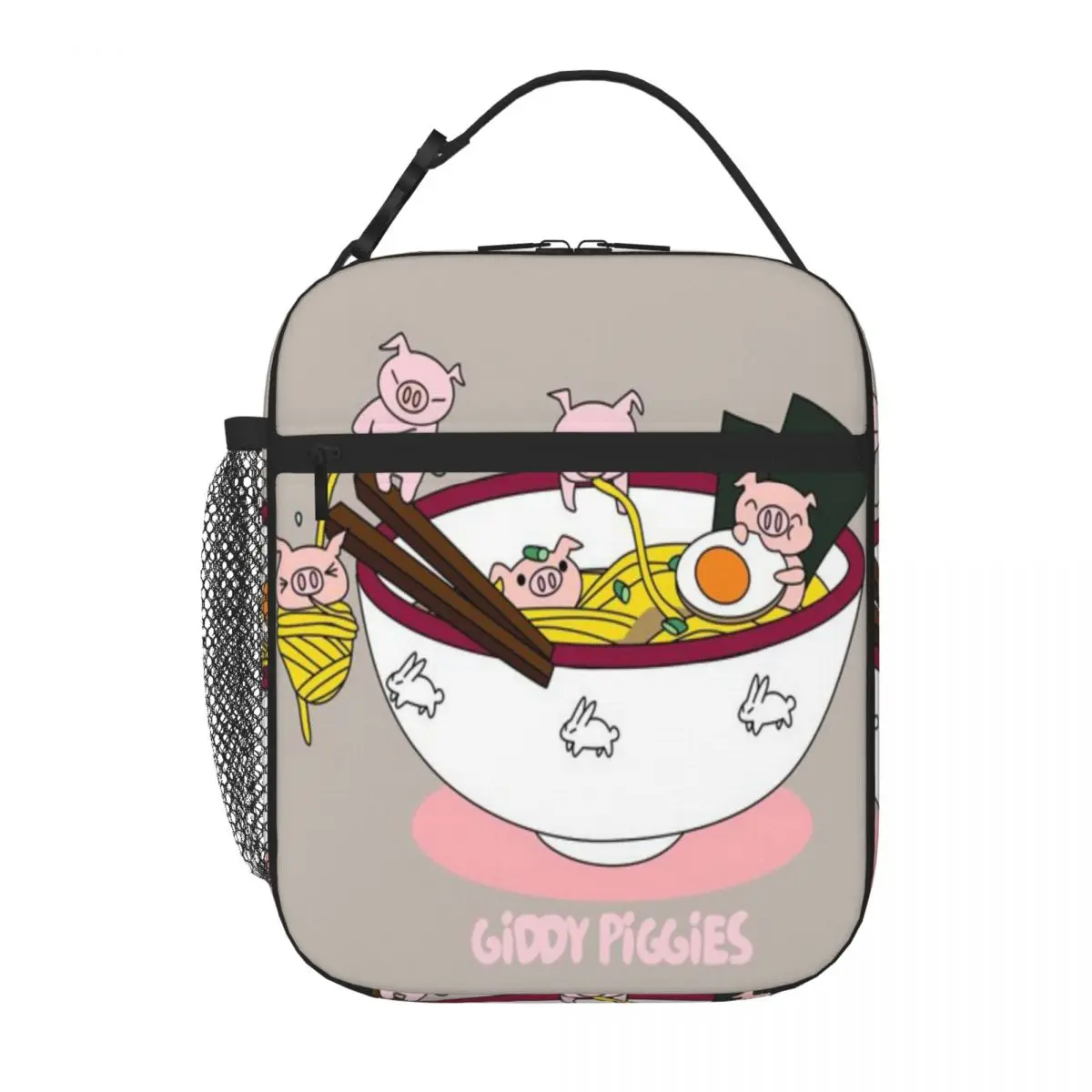 Bestselling Giddy Piggies Ramen Stylish Outline Compact Lunch Bag Desk Dining Durable Lunch Bag