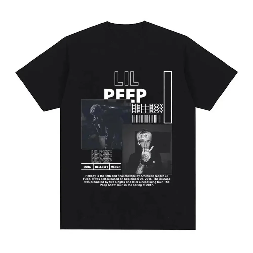 New Rapper Lil Peep T-Shirt Hell Boy Crybaby Hip Hop Rap Graphic T-Shirt Summer Men's Women Aesthetic Oversized Cotton Tee 01336