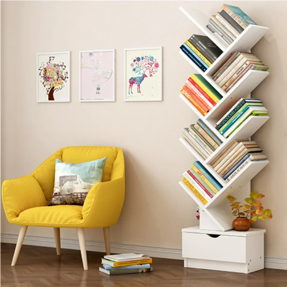 Tree Shaped Bookshelf Textbook and Book Storage Artifact Modern Floor Standing Living Room Multi-layer Simple Creative Bookshelf