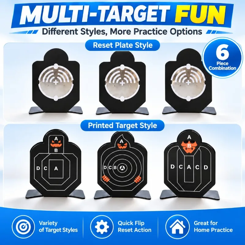 Hobby Game Metal Target with Stable Support Base Reset Function and Crisp Strike Sound