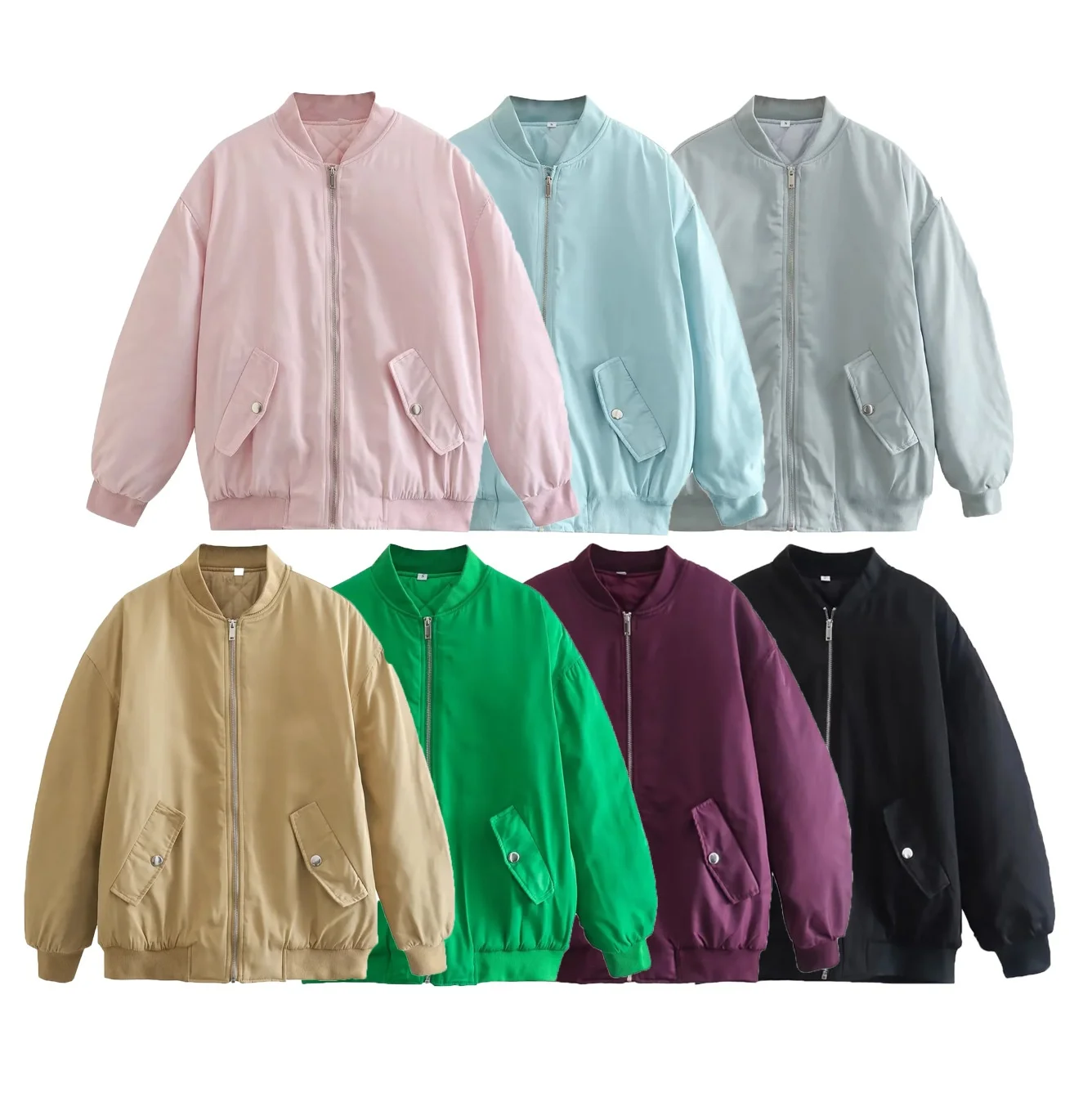 

Street Faion Women's Cotton Baseball Jaet Coat Long Sve Zipper Closure Regular Thin Spring Season Casual Wear