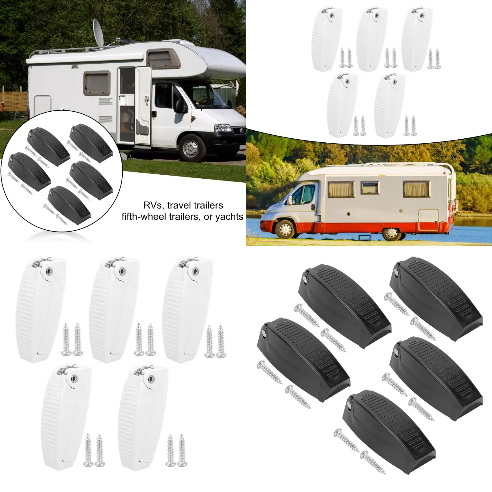 Travel Trailer Latch Clip Spring Loaded Door Catch Five Pack Holder for RV Motorhome Compartment