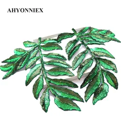 1 Pair Large Size Sew On Sequins Leaves Patches Plant Leaf Applique Parches For Clothing Appliques Patches Bordados Ropa