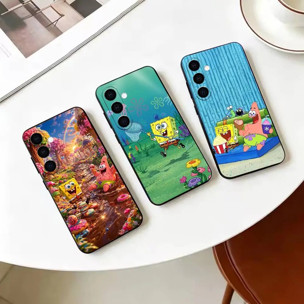 S-SquarePants-Lovely S-SpongeBobs-Anime    Phone Case For Samsung Galaxy A73,A72,A71,A70,A53,A52,A51,Others Soft Black Cover