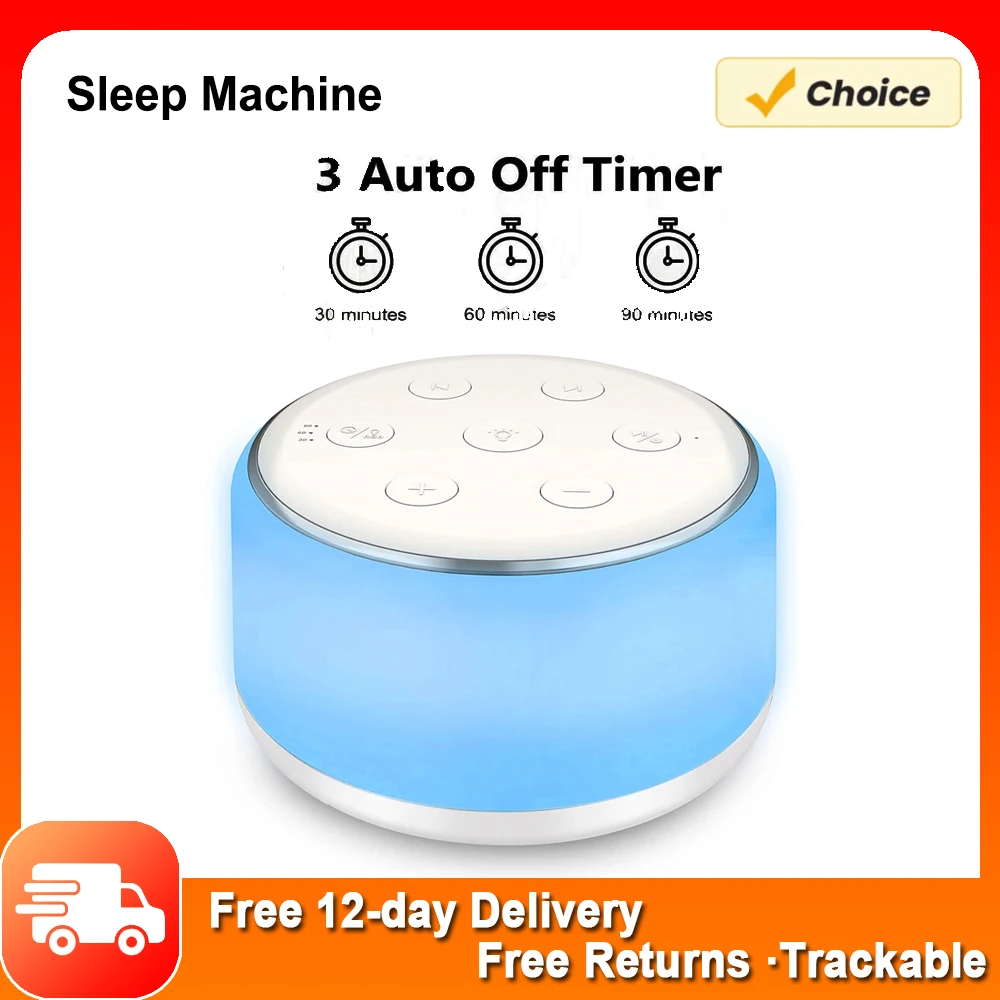 White Noise Machine Sleep Sound Machine Baby Sleep Soother 7 Colors Night Lights 34 Soothing Sounds 30min/60min/90min Timer