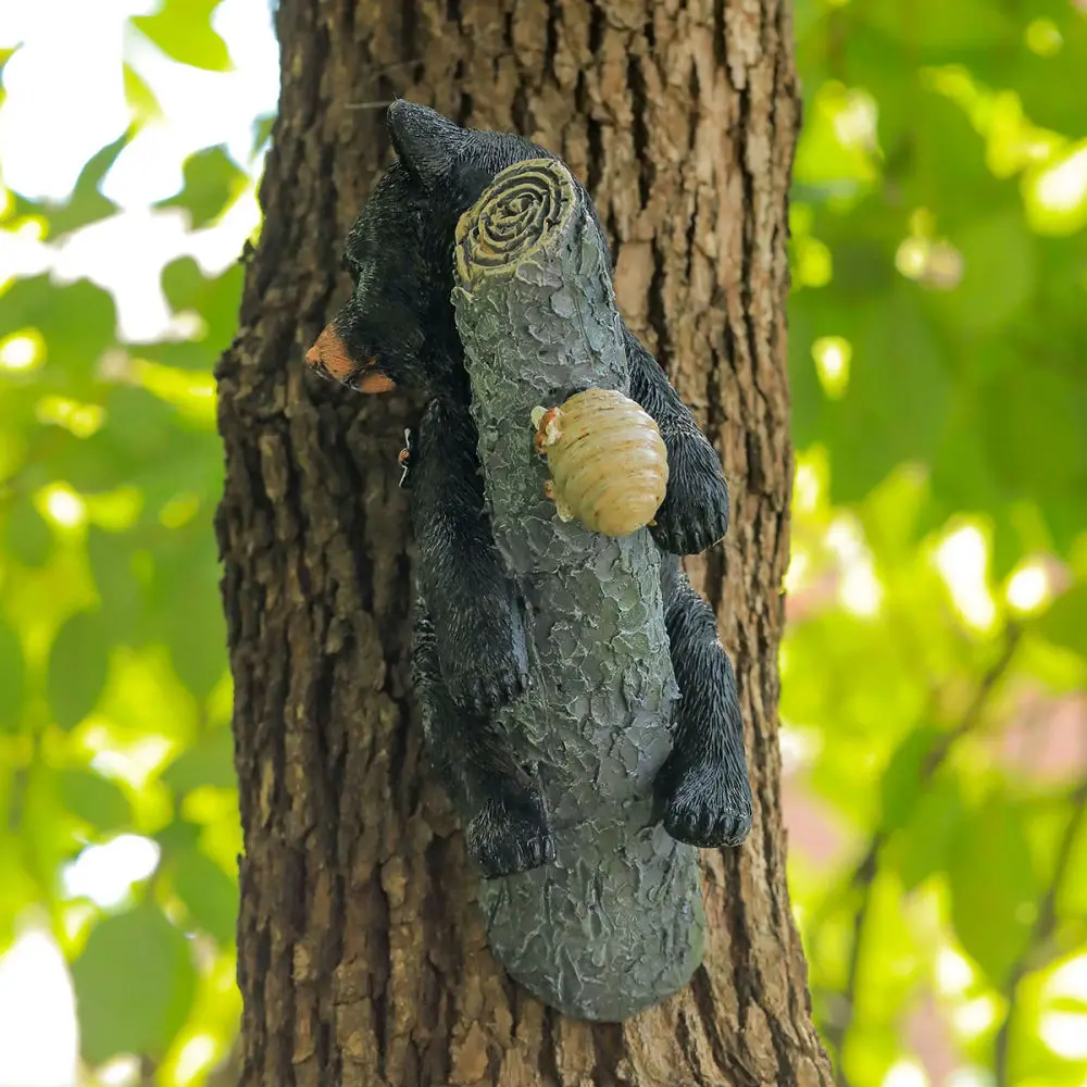 Creative Resin Climbing Black Bear Ornament Realistic Animal Statue Outdoor Garden Decor Landscape Tree Art Backyard