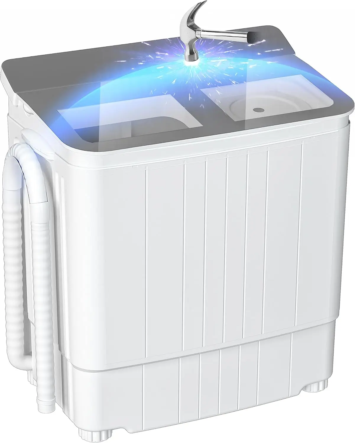 

Portable Mini Twin Tub Washing Machine Compact Washer and Spin Dryer w/Wash and Spin Cycle