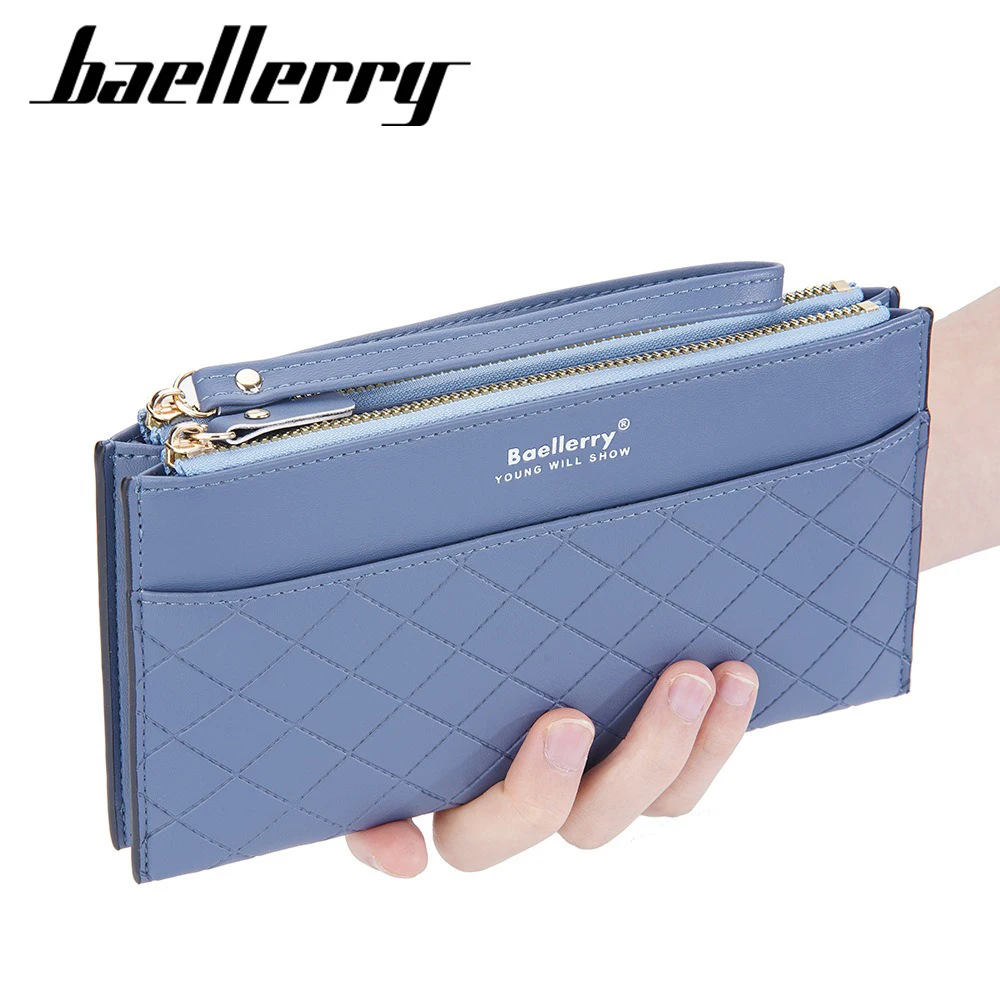 محفظة كبيرة متعددة الاستخدامات بسحاب للنساء من Baellerry RFID مع حزام معصم، تحمل بطاقات الهاتف فكرة هدية نقدية