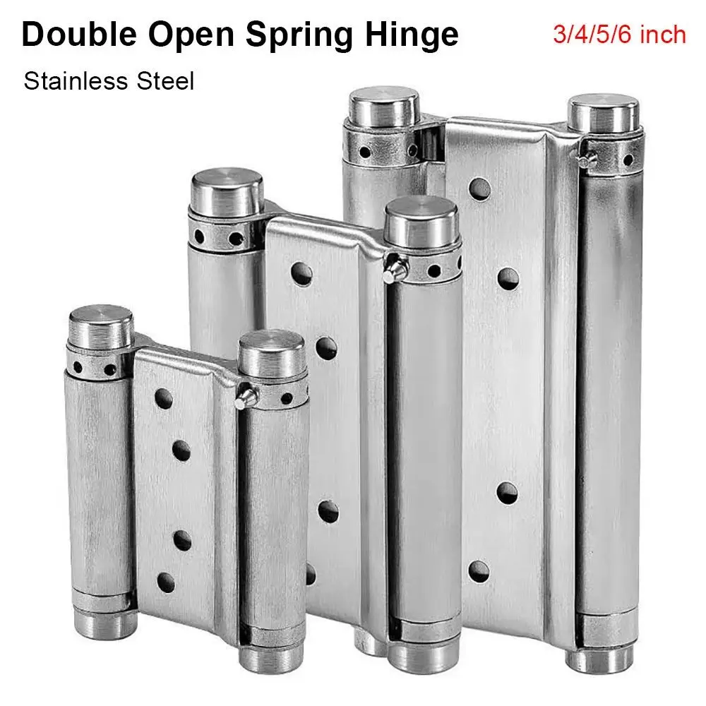 1Pcs Double Opening Door Hinge Automatic Closing With Inner And Outer Silent Hinges Stainless Steel 3/4/5/6inch